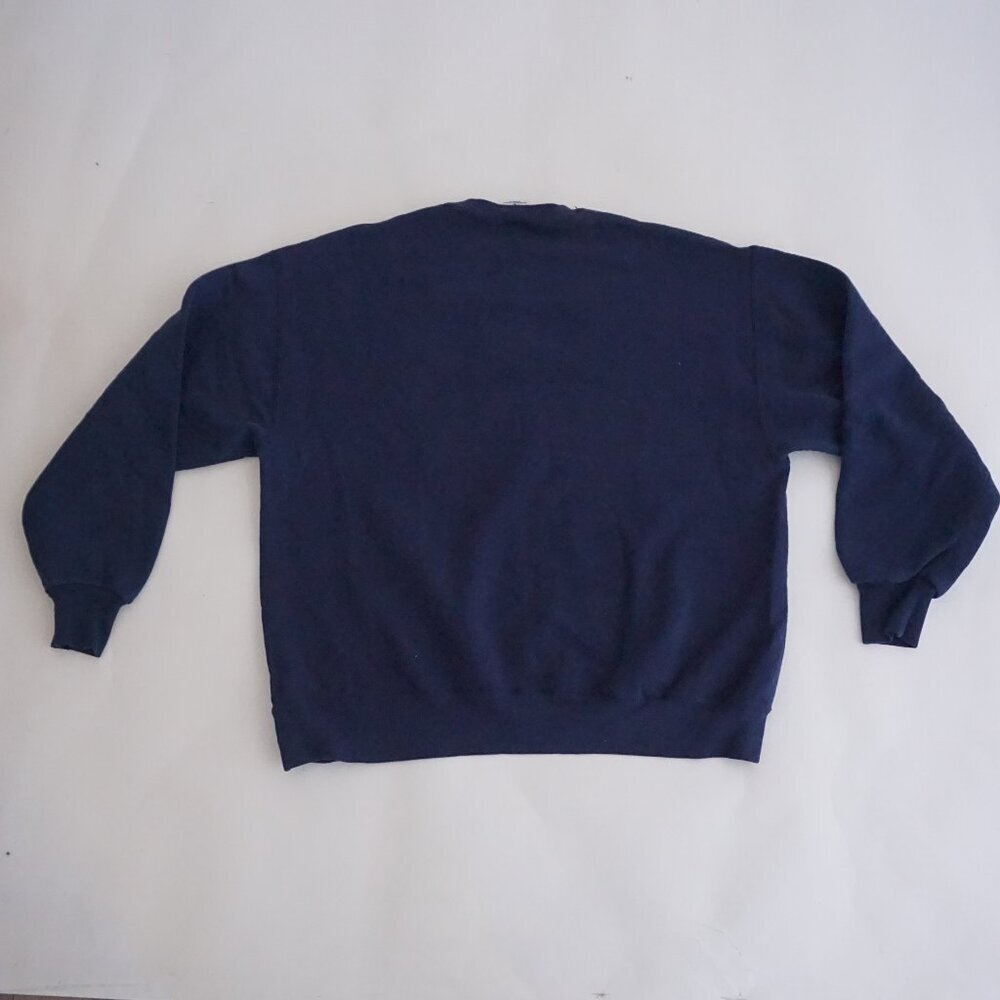 Vintage Jerzees Navy Geometric Star Quilt Embroidered Cotton Crew Sweatshirt XL - Picture 9 of 9